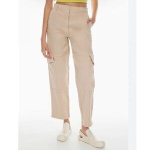 Aritzia Wilfred Free Maeve Tan Cargo Pants Size 8 Baggy Relaxed Ankle Length 90s